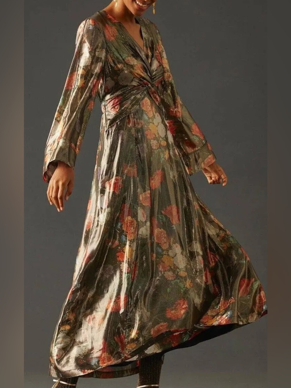 NWT Anthropologie Caballero Deep V-Neck Maxi Dress - petite small